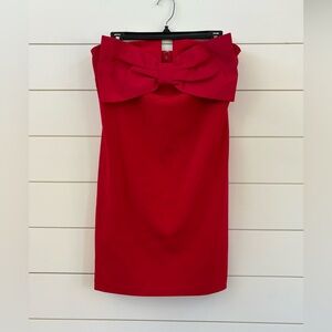 Express Strapless Red Dress with Bow